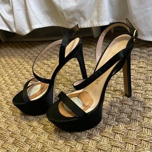 Black Satin Platform Heels